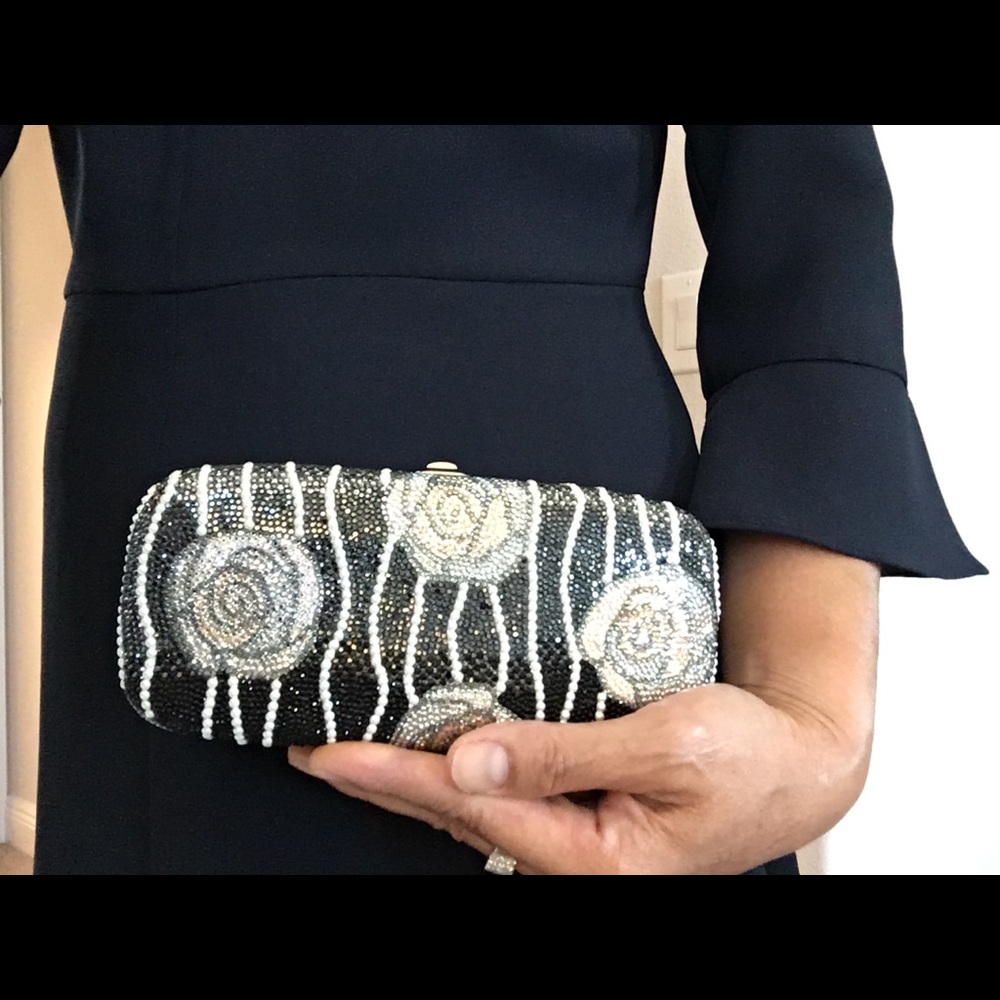 Judith Leiber Black Rose clutch